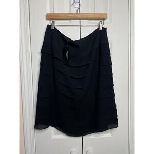 NEW Talbots 100% Silk Tiered Layered Skirt Black Womens Size 14 Plus Size